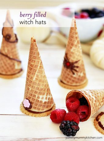 Cute witch hat halloween treats for kids.