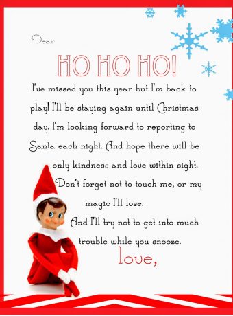 A cute free printable letter from Elf on the Shelf