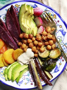 A vegan Buddha bowl with curried chickpeas, and 30 best Buddha bowl recipes.