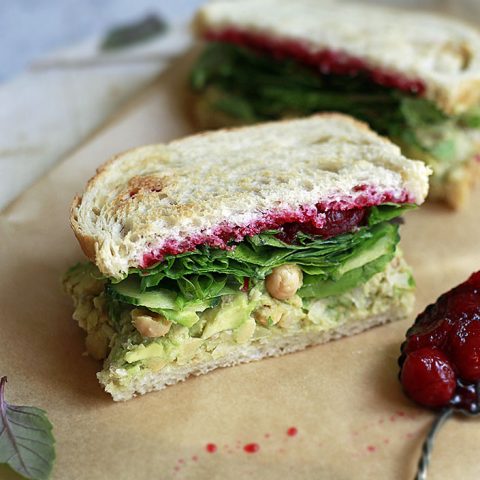 Smashed Chickpea and Avocado Salad Thanksgiving Sandwich