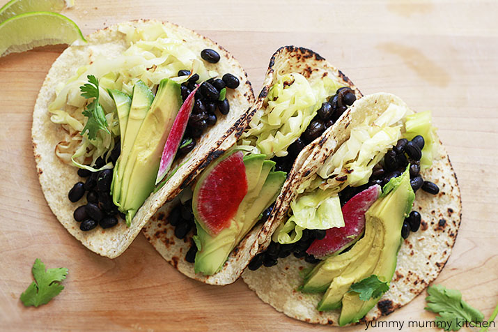 vegetarian tacos with black beans