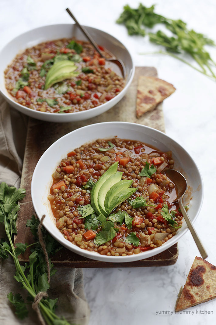 This vegetarian Mexican lentil soup is a healthy one-pot meal. 