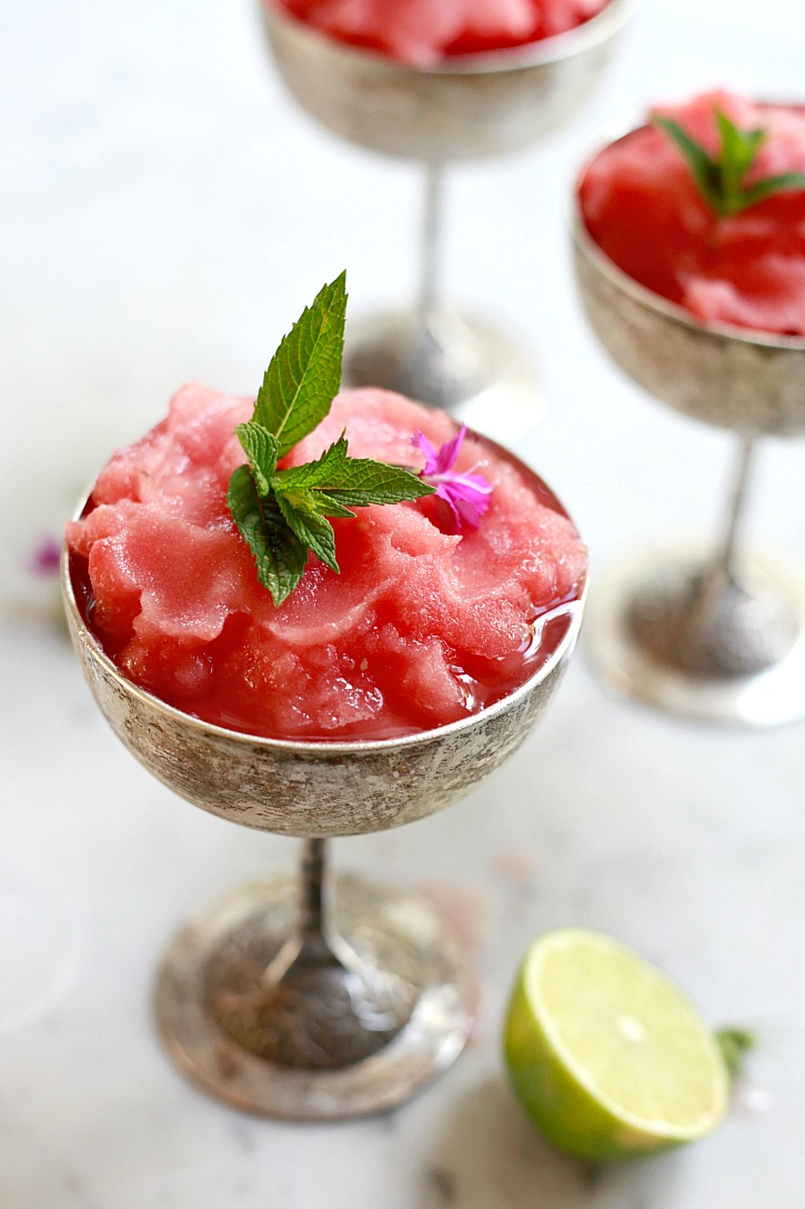 This easy pink watermelon frozen rose wine recipe is the perfect summer cocktail. 