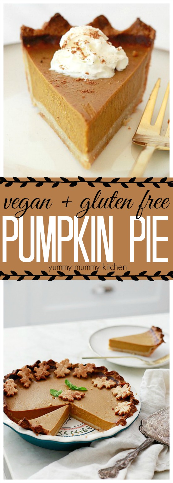 This delectable vegan and gluten free pumpkin pie is made with a dairy free, egg free, coconut milk filling and almond flour crust!