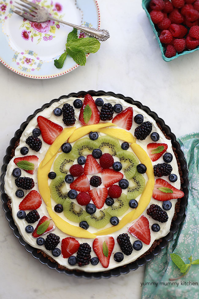 healthy fruit and granola tart
