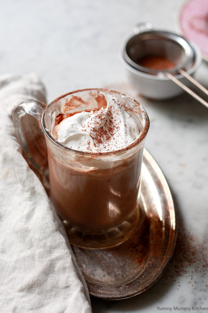This beautiful vegan cacao hot chocolate is extra thick and creamy. You wan't believe it's made with cashews!