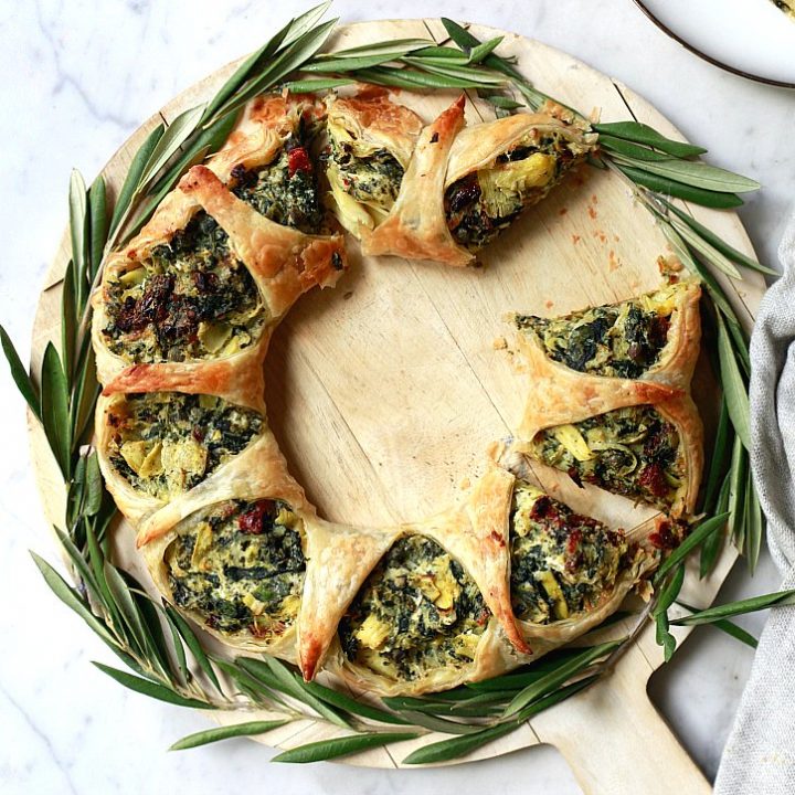 Spinach Artichoke Puff Pastry Wreath