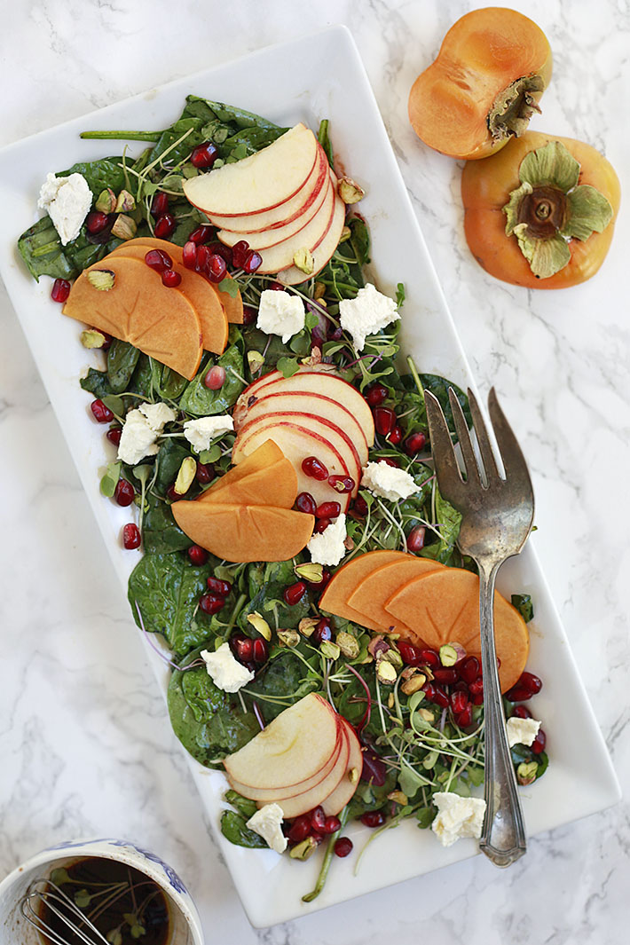 autumn salad with persimmons and apples