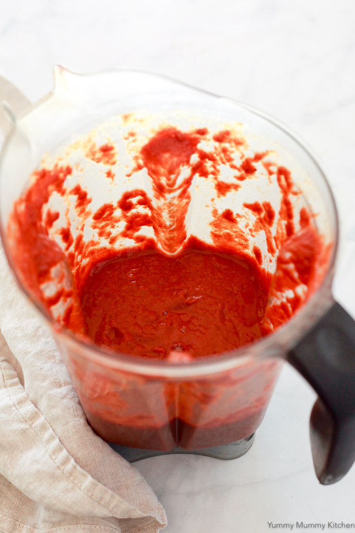 This homemade enchilada sauce recipe is so easy to make in the blender! 