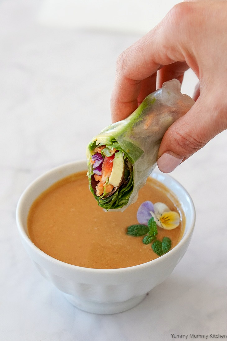 This simple Thai peanut sauce is the best for dipping fresh spring rolls. 