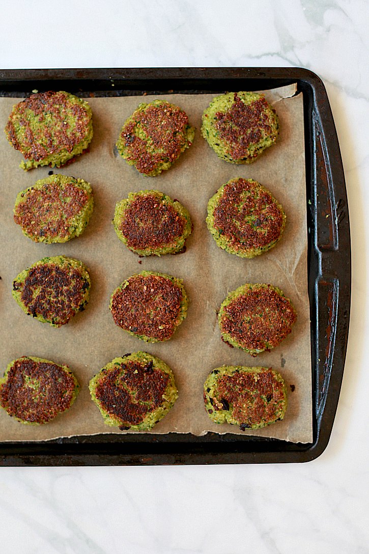 This healthier falafel recipe uses less oil than most. Patties get browned and then baked in the oven. 