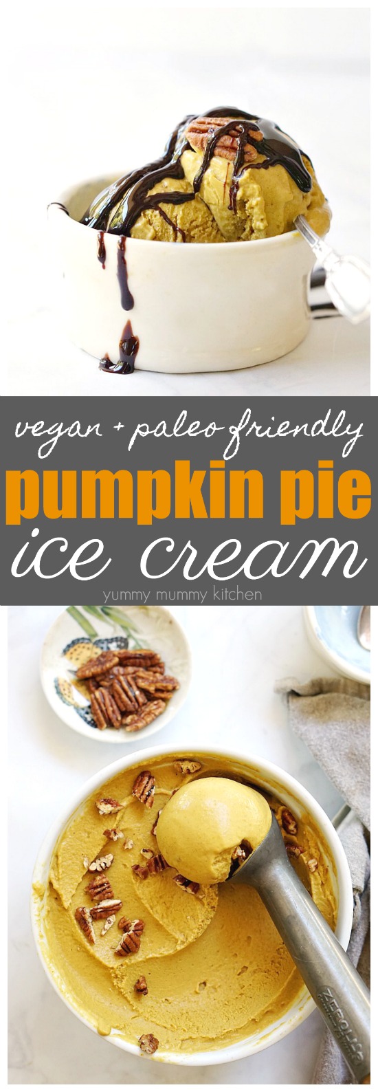 This vegan pumpkin ice cream recipe is made with coconut milk and makes a delicious fall dessert.