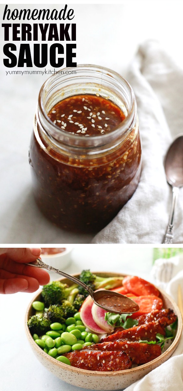 Find out how to make teriyaki sauce! This healthy Hawaiian inspired teriyaki sauce recipe is made in the blender and is easy to make vegan and gluten-free. Easy homemade teriyaki sauce is perfect on stir fry, vegetables, or any Japanese recipe.