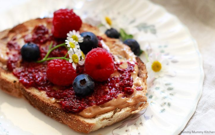 Chia jam recipe with berries and nut butter on toast. 
