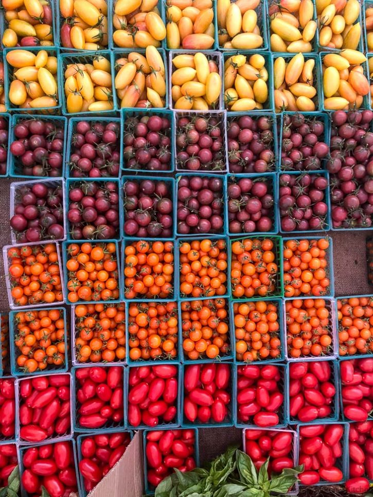 Colorful farmers market tomatoes 