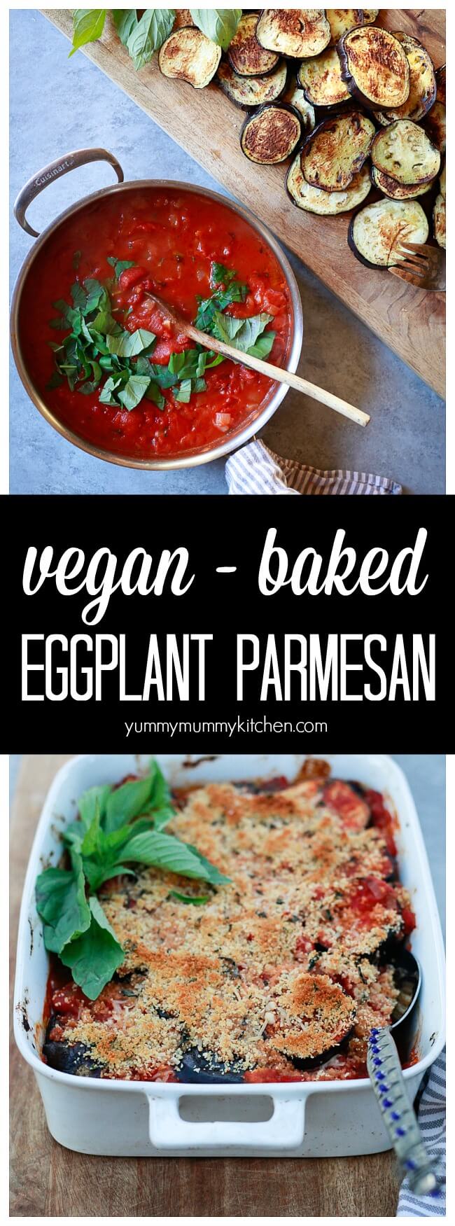How to make vegan eggplant parmesan. This easy, healthy, baked vegan Eggplant Parmesan recipe makes a great Italian family dinner. 
