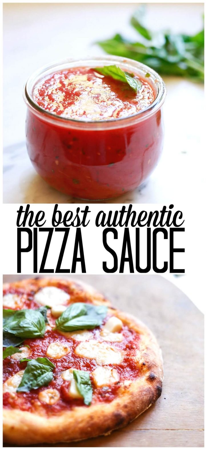 How to make the best easy pizza sauce at home from scratch. This homemade pizza sauce recipe is made with tomatoes and fresh basil. 