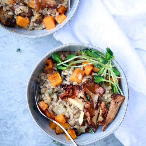 Farrotto - Creamy Mushroom Farro Risotto with Butternut Squash