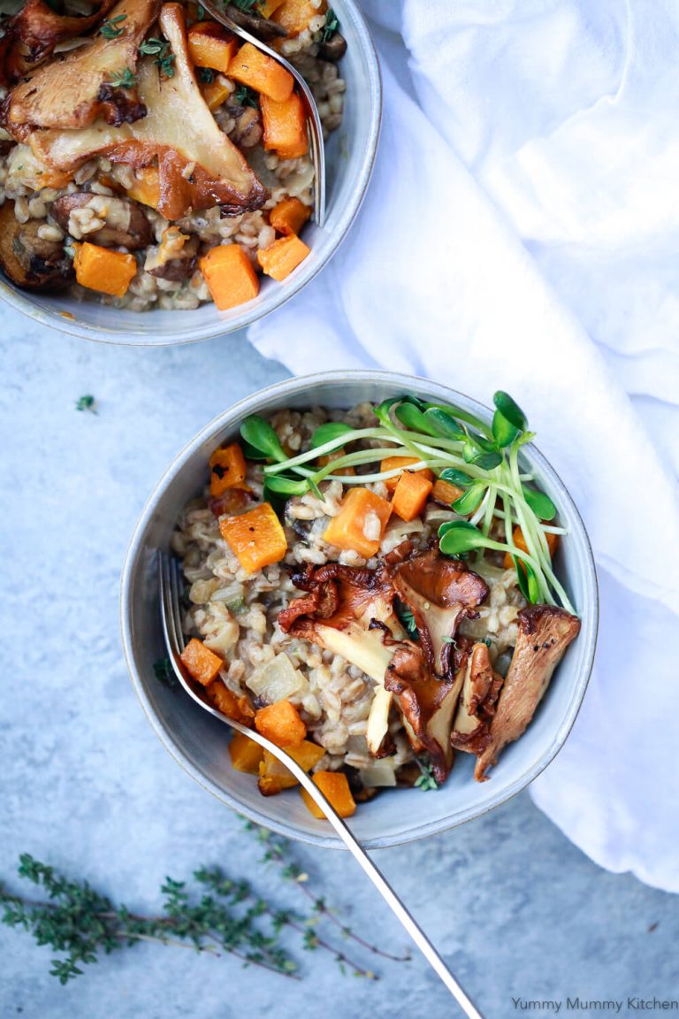 Farrotto - Creamy Mushroom Farro Risotto with Butternut Squash