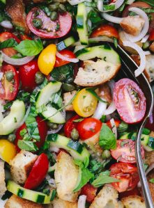 Panzanella salad with bread and tomatoes.