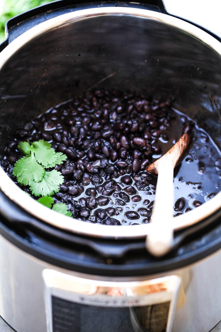 Photograph of black beans cooked in an Instant Pot.