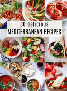 A collage of 9 healthy Mediterranean diet recipes.