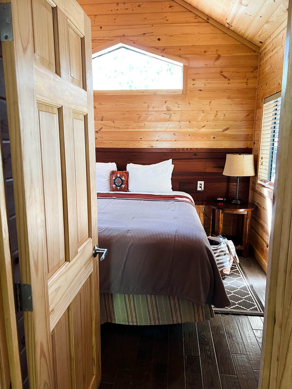 A look into the private bedroom at the El Capitan Canyon resort. 
