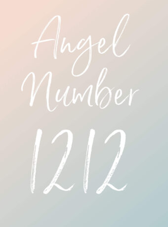 White text reads "Angel Number 1212" over a pastel pink and blue background.