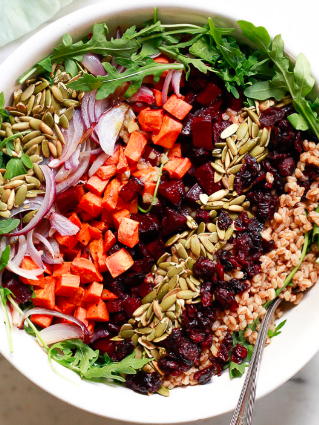 Farro Salad With Sweet Potatoes And Beets Story Yummy Mummy Kitchen