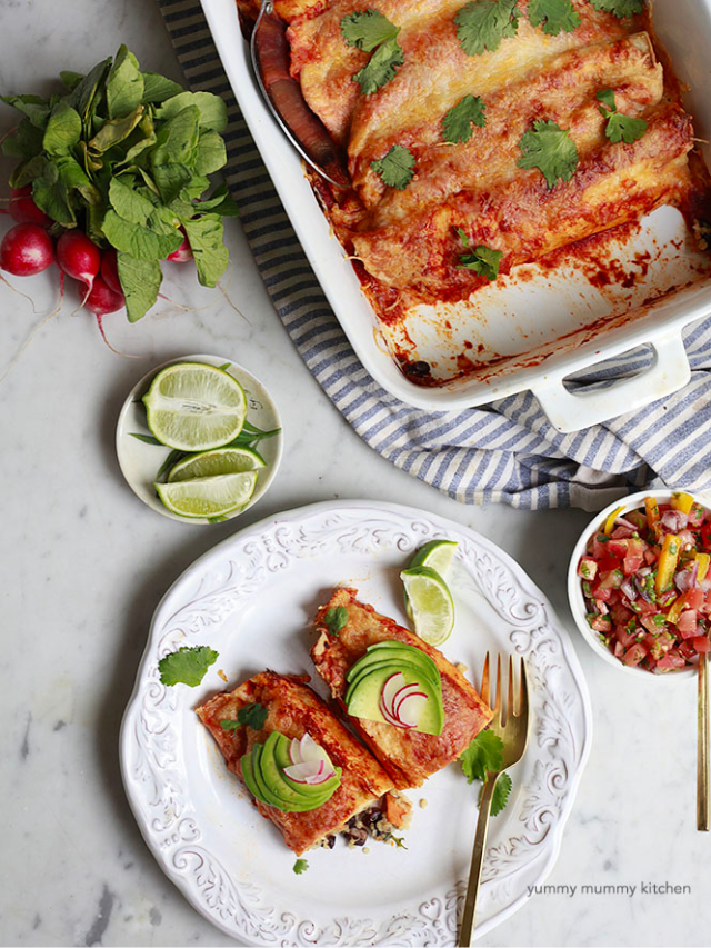 Quinoa, Black Bean, and Sweet Potato Enchiladas Story Yummy Mummy Kitchen